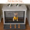 23.6"L X 20"W X 26"H Dog Crate Furniture with Cushion, Wooden Dog Crate Table, Double-Doors Dog Furniture, Dog Kennel Indoor for Small Dog, Dog House