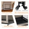 23.6"L X 20"W X 26"H Dog Crate Furniture with Cushion, Wooden Dog Crate Table, Double-Doors Dog Furniture, Dog Kennel Indoor for Small Dog, Dog House